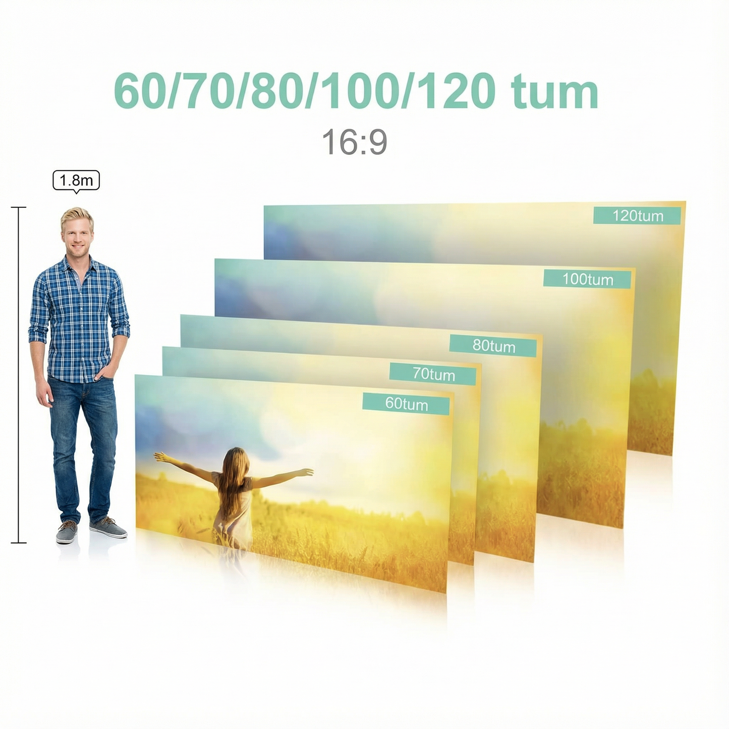 Projektorduk 16:9 i toppklass – Full HD & 4K – Självhäftande upphängning